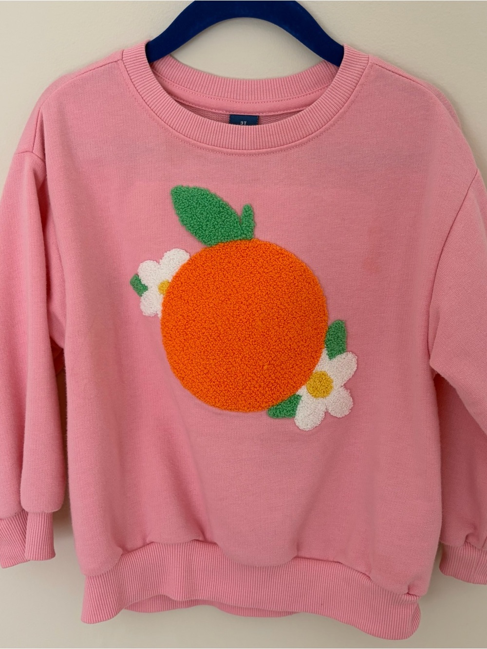 Old Navy Girls 3T Crewneck Sweater with Orange Floral Motif